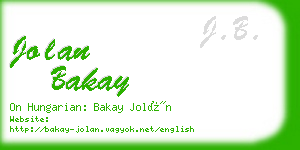jolan bakay business card